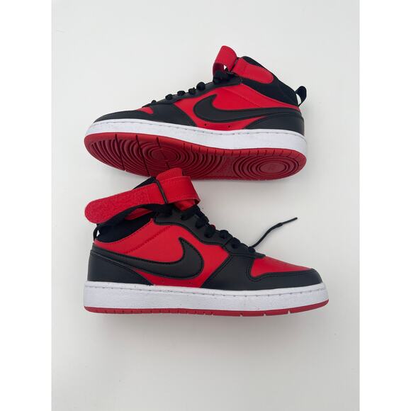 NIB Nike Court Borough Mid 2 Shoes Sneaker, University Red/Black-White, Size 4Y - Picture 2 of 7